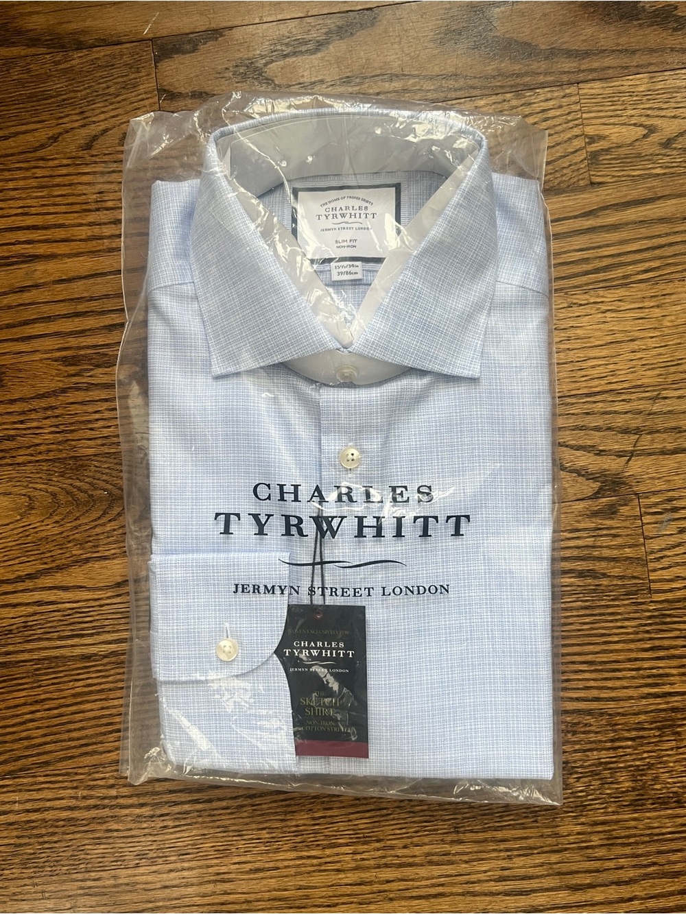 Charles Tyrwhitt Pale Blue Men's Dress Shirt - Textured Weave